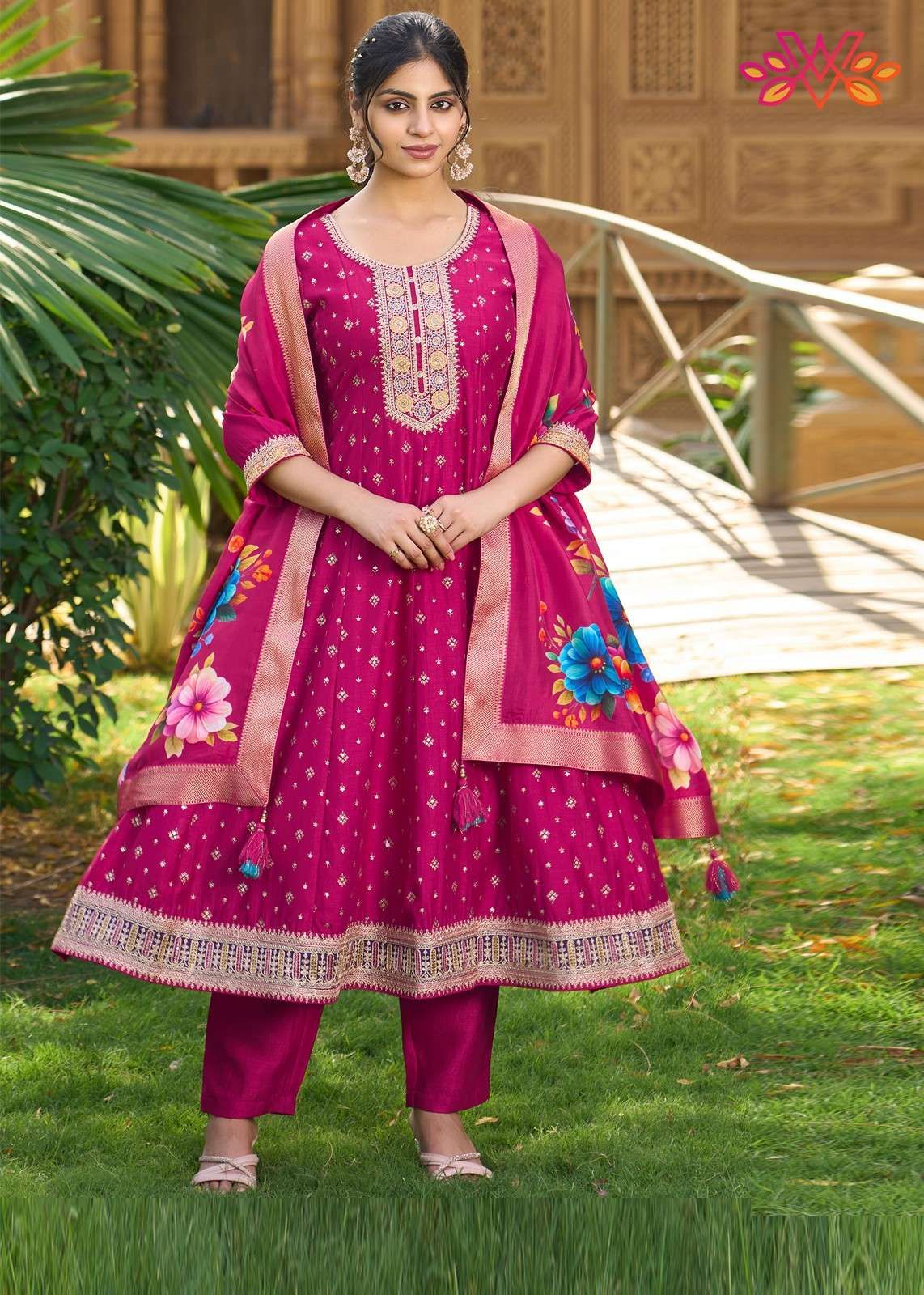 Rani Pink Embroidery Work..